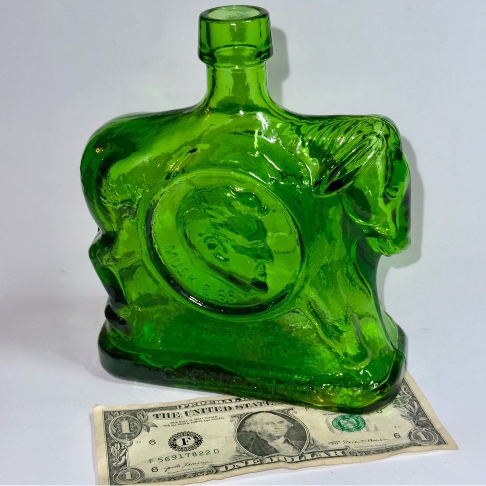 1968 Wheaton Glass Decanter Bottle Democratic Campaign Humphrey Musk. Pre-owned